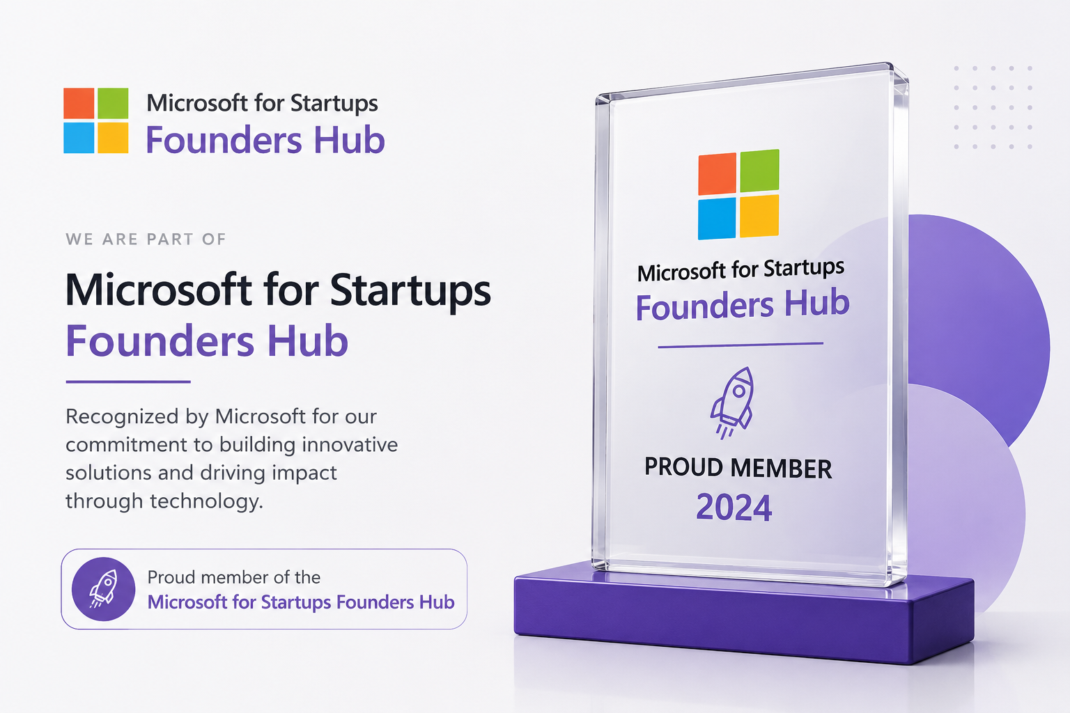 Microsoft for Startups Founders Hub award winner
