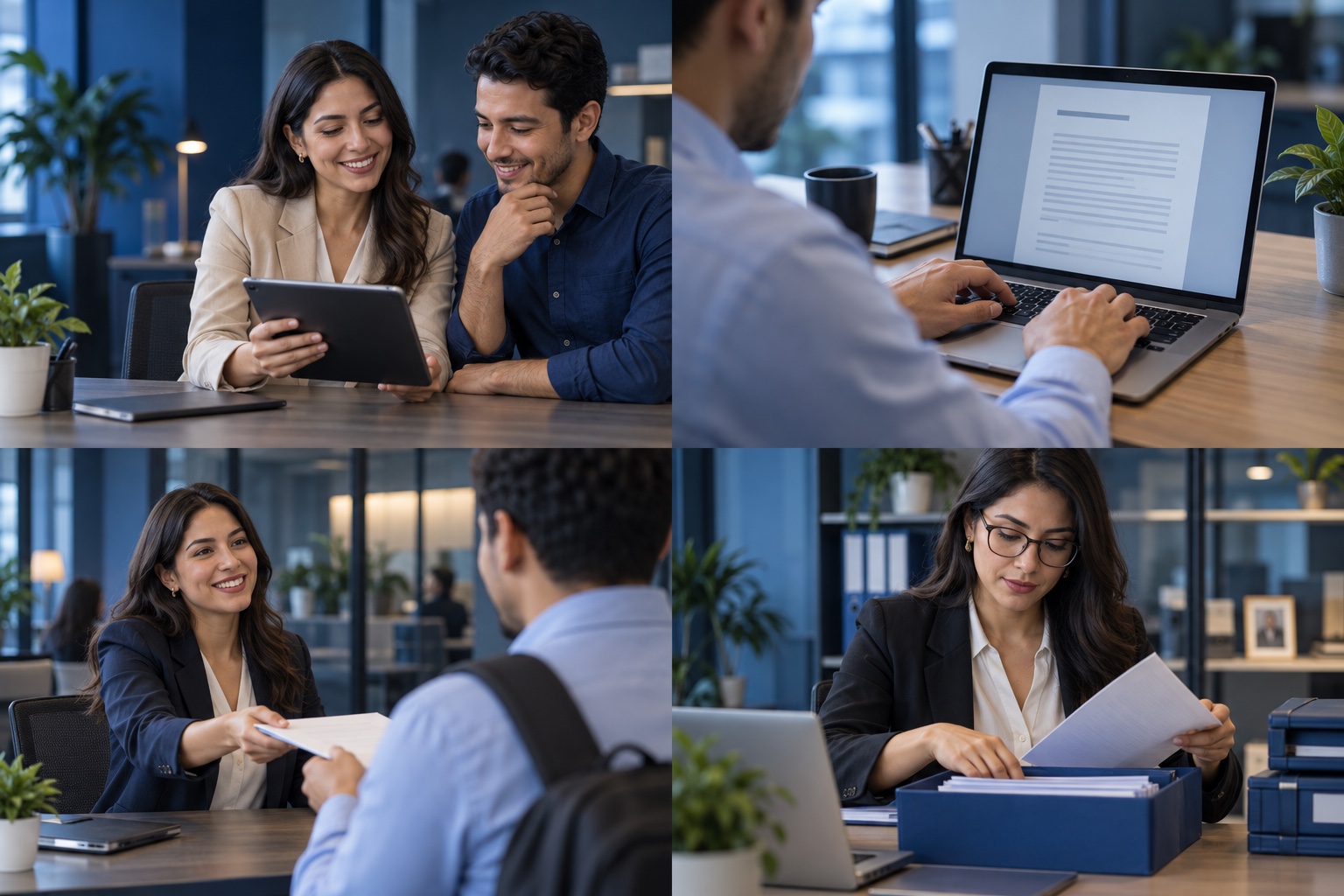 Professional preparing an offer letter on a laptop